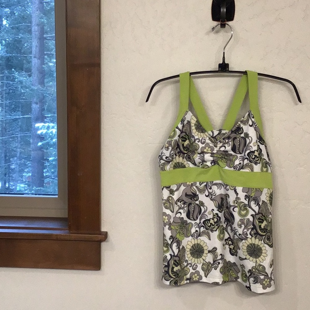 Prana Green Floral Tank Top